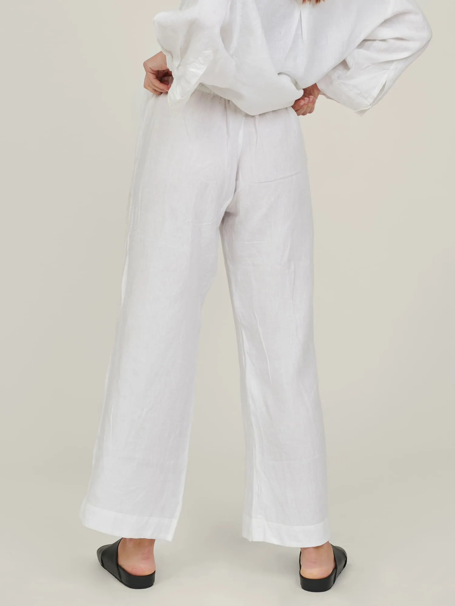 100% Linen pants in White