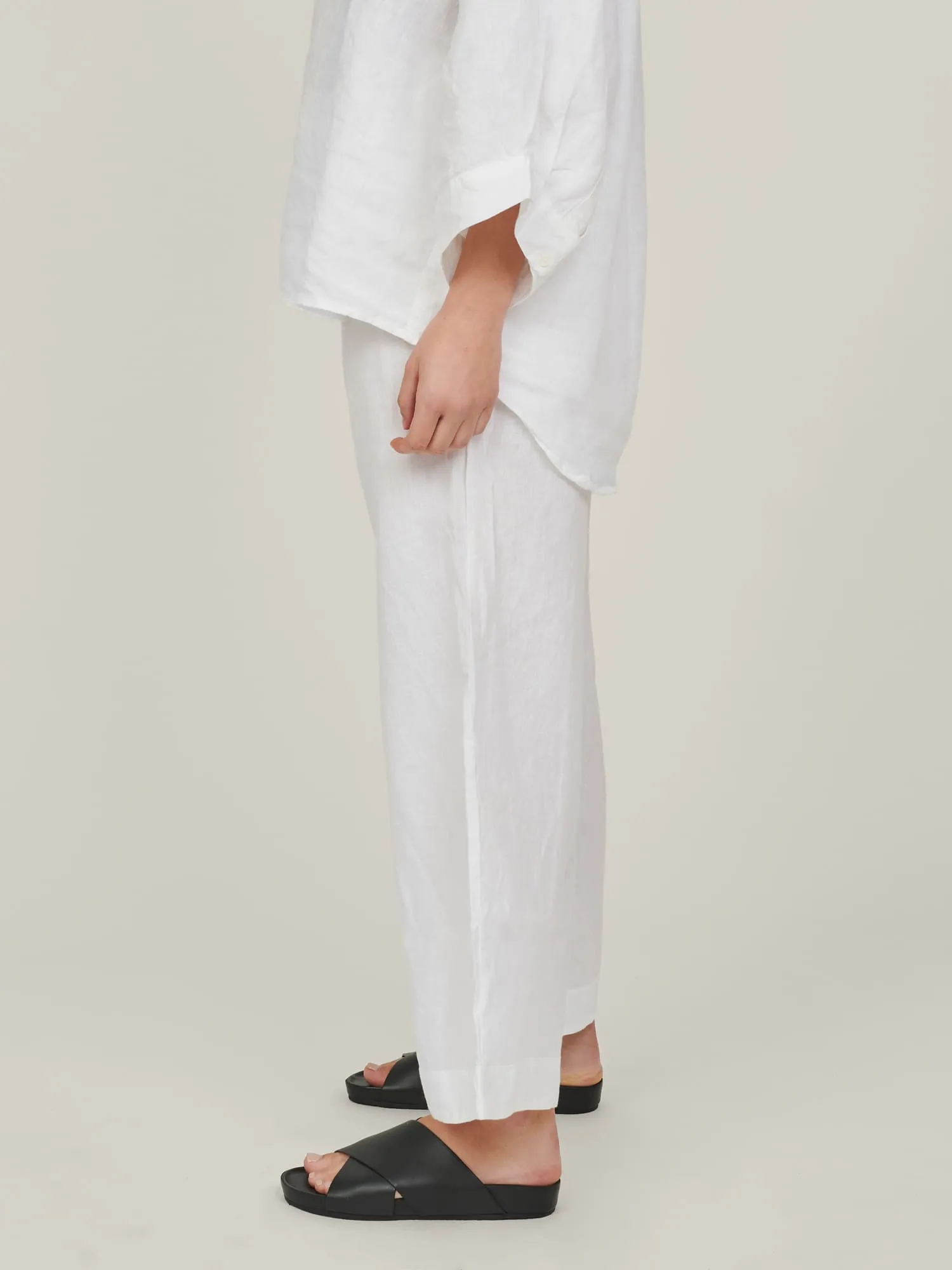 100% Linen pants in White