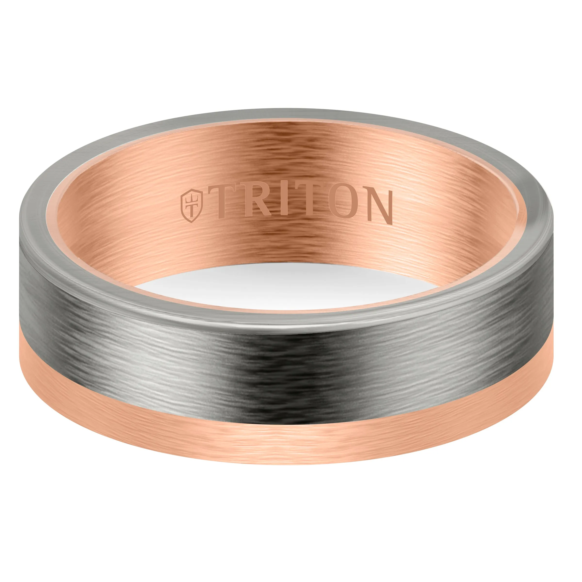 7MM 14k Gold Ring - Asymmetrical Tantalum Inlay and Flat Edge