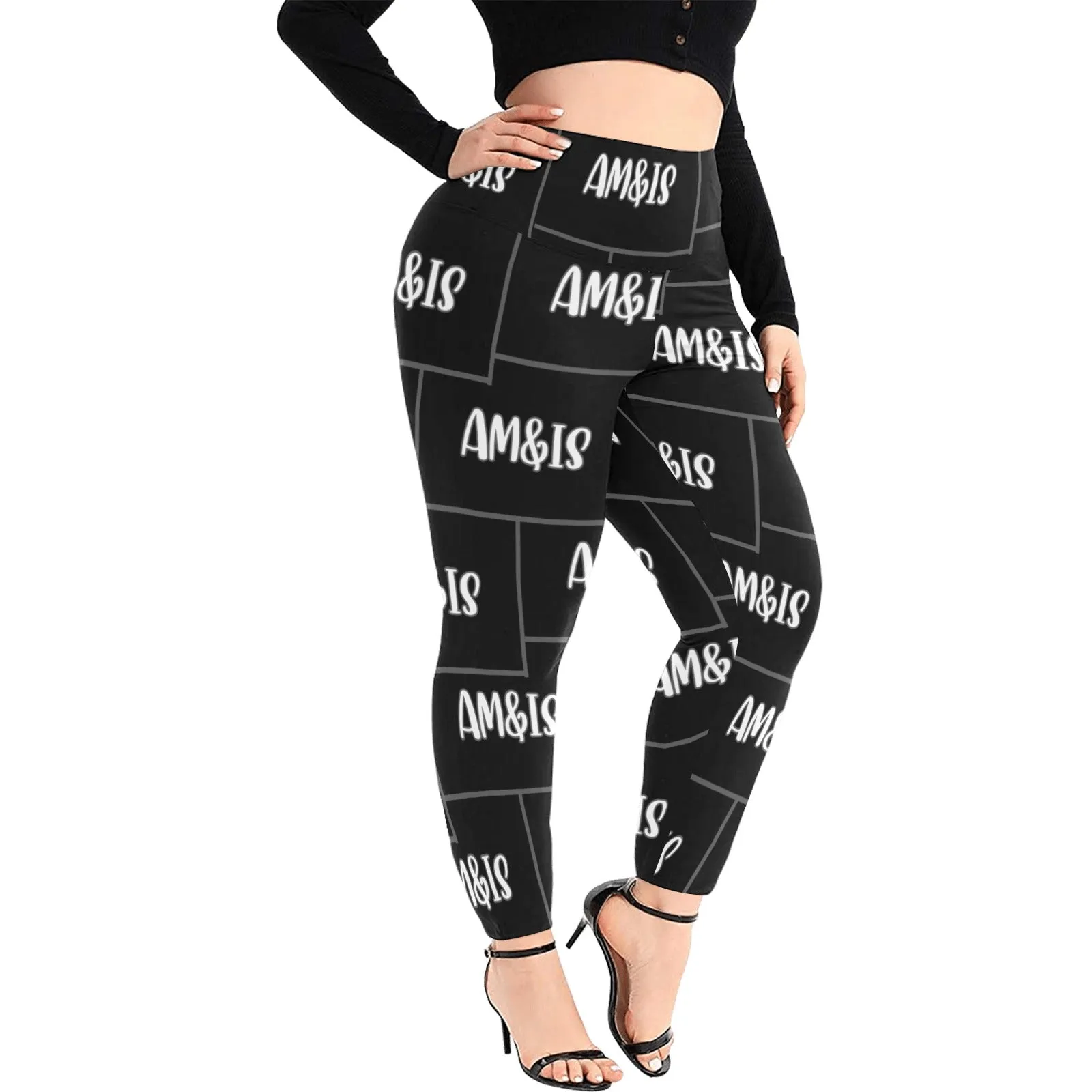 Am&Is Women's High Waist Leggings Voluptuous ( ) Plus Size