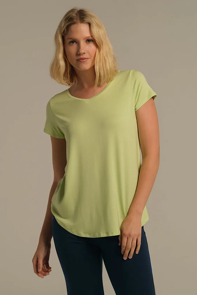 Bamboo V Neck Tee - Lettuce