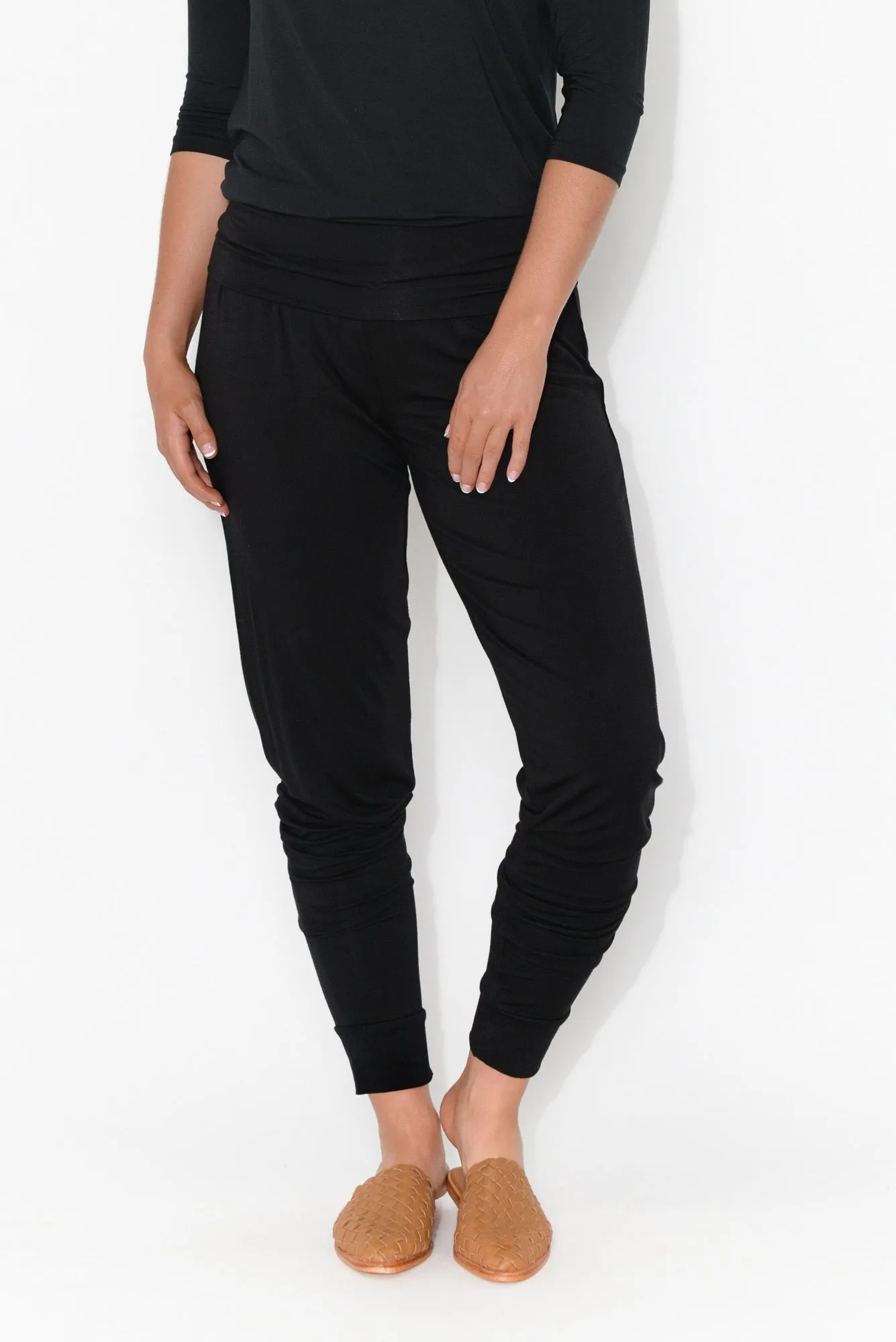 Black Bamboo Soft Slouch Pants