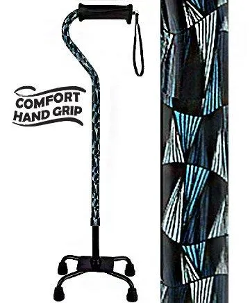 Blue Reflections Aluminum Convertible Quad Base Walking Cane - Adjustable Shaft