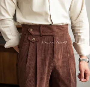 Brown Corduroy Signature Formal Gurkha Pants by ITALIAN VEGA®