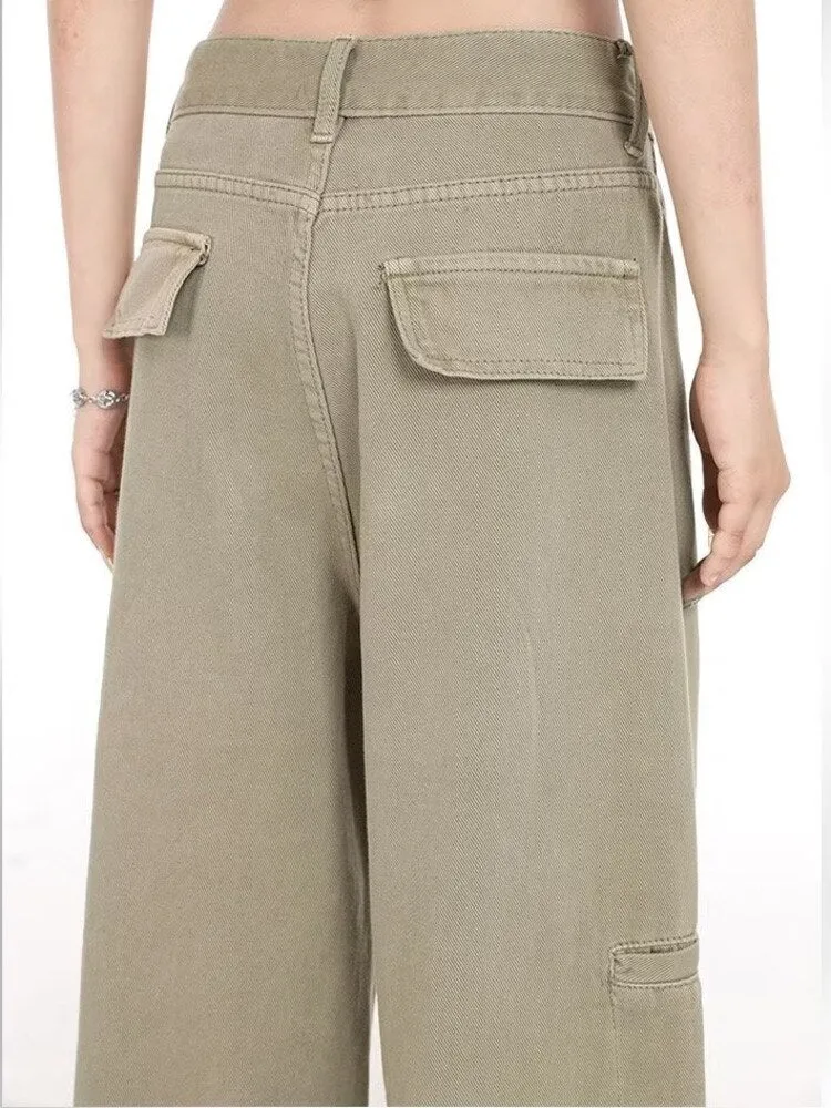 deanwangkt Genuine Spring And Autumn Jeans Fashionable, Relaxed, Loose, Slim, Versatile Wide Leg Pants For Women's Jeans