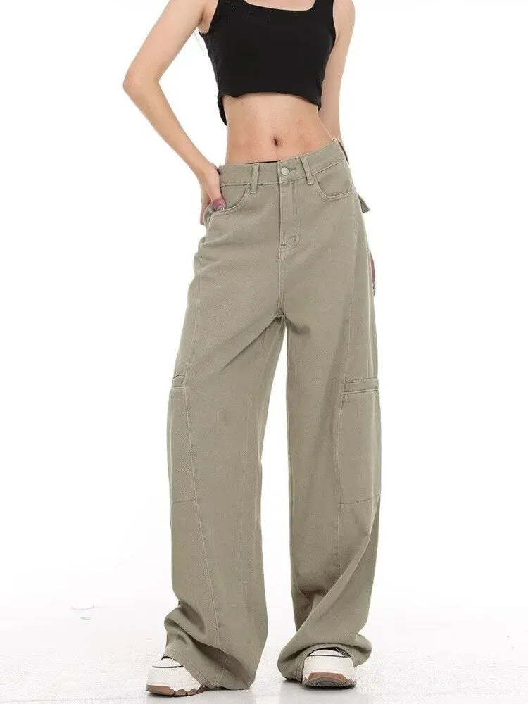 deanwangkt Genuine Spring And Autumn Jeans Fashionable, Relaxed, Loose, Slim, Versatile Wide Leg Pants For Women's Jeans