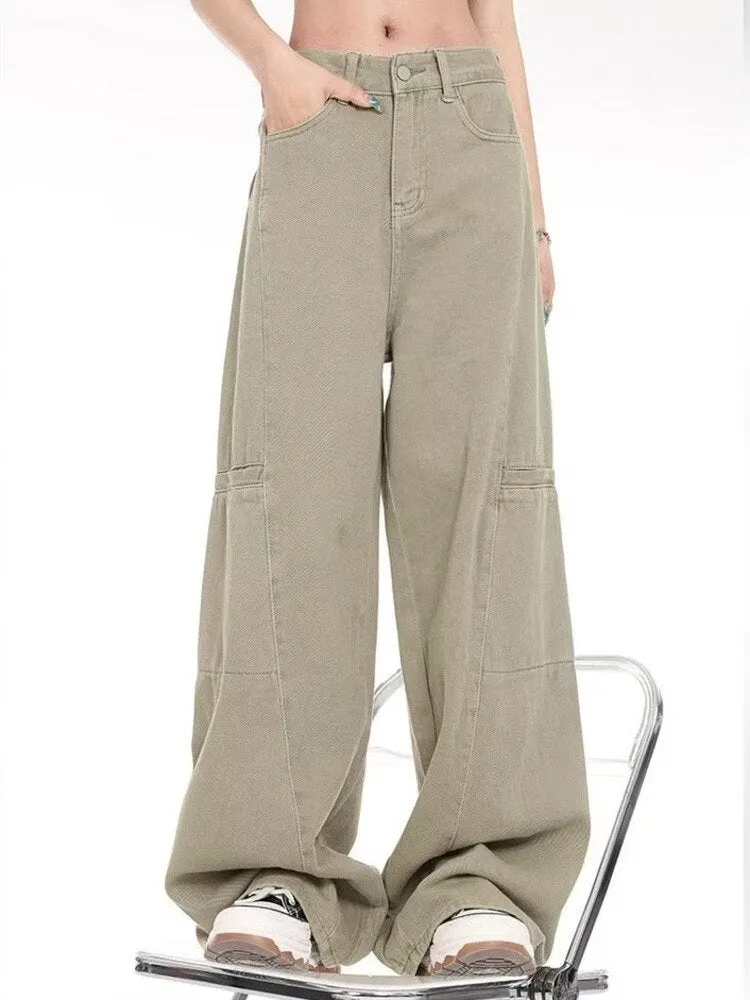 deanwangkt Genuine Spring And Autumn Jeans Fashionable, Relaxed, Loose, Slim, Versatile Wide Leg Pants For Women's Jeans