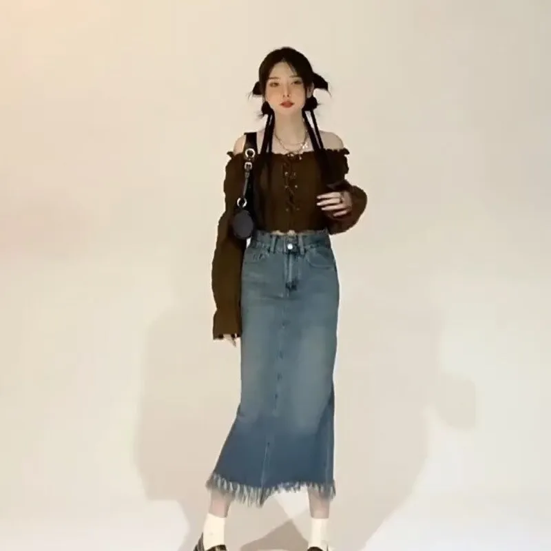 deanwangkt New Japanese Fashion INS Mid Skirt Art Simple And Lazy Temperament Trend Versatile Natural Waist Skirt For Women