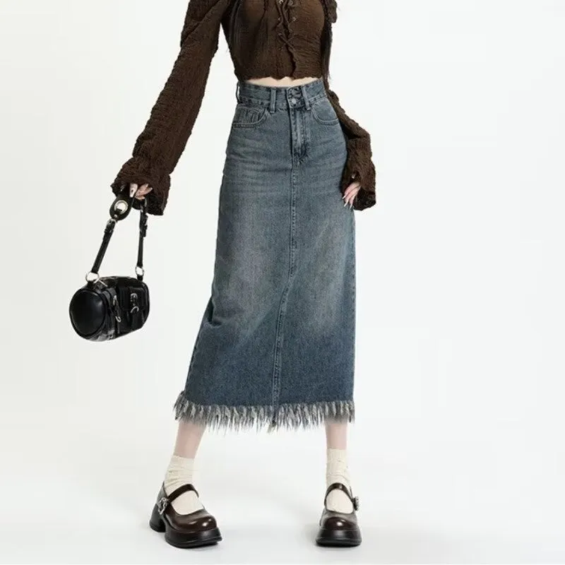 deanwangkt New Japanese Fashion INS Mid Skirt Art Simple And Lazy Temperament Trend Versatile Natural Waist Skirt For Women