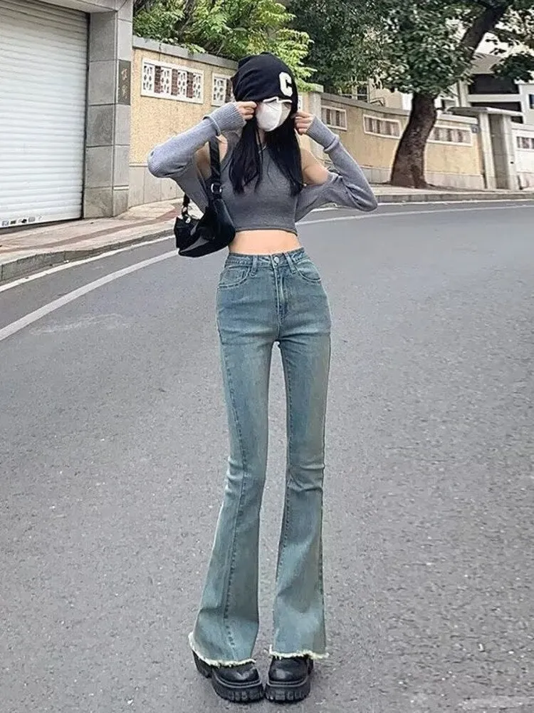 deanwangkt Women Pant Woman Jeans High Waist Denim Pants Wide Leg Denim Clothing Blue Jeans Vintage Quality  Fashion Straight Pants