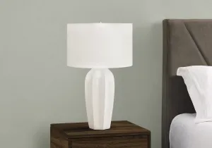 Ivory Glow: Modern Cream Ceramic Table Lamp, 27"H