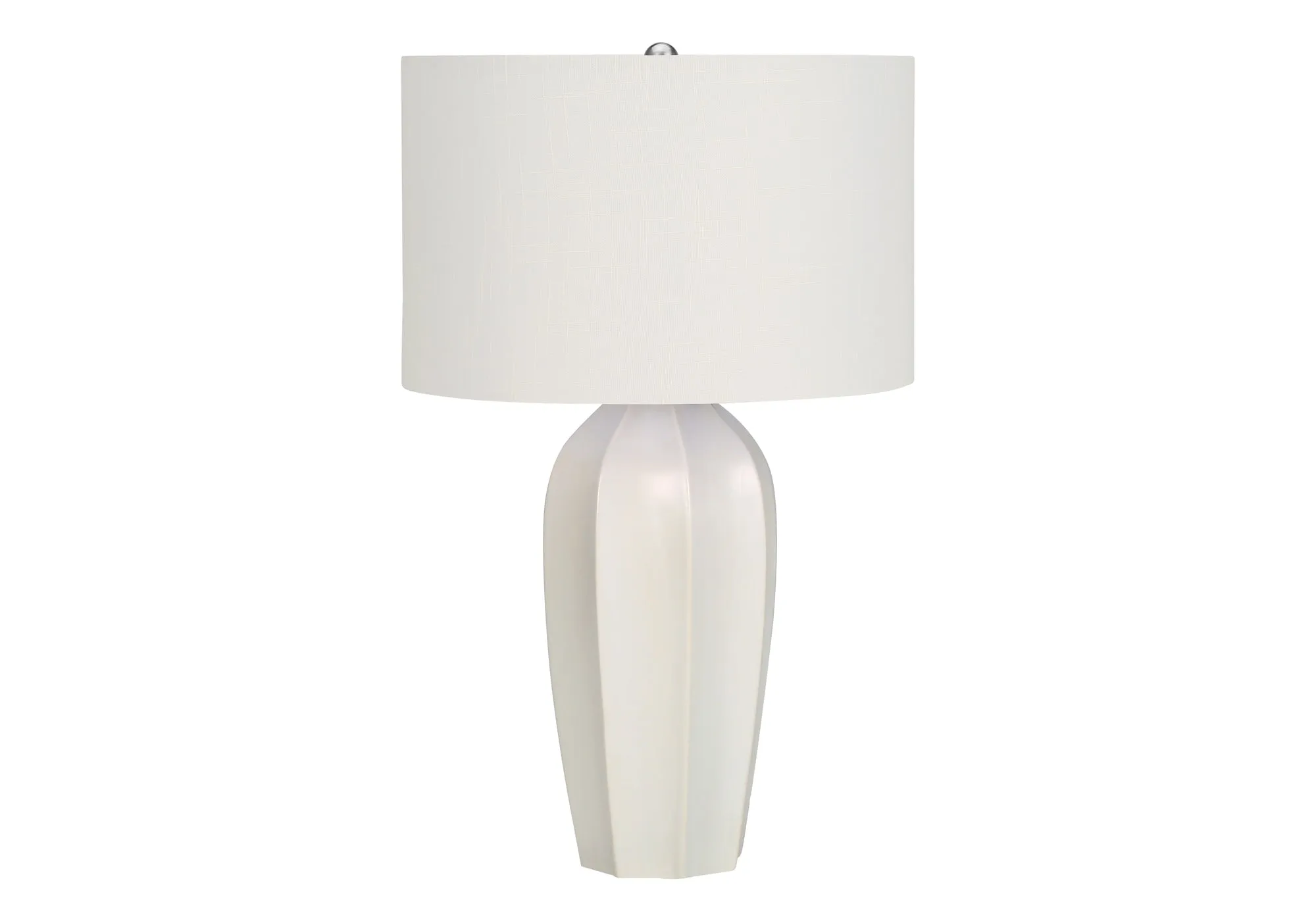 Ivory Glow: Modern Cream Ceramic Table Lamp, 27"H