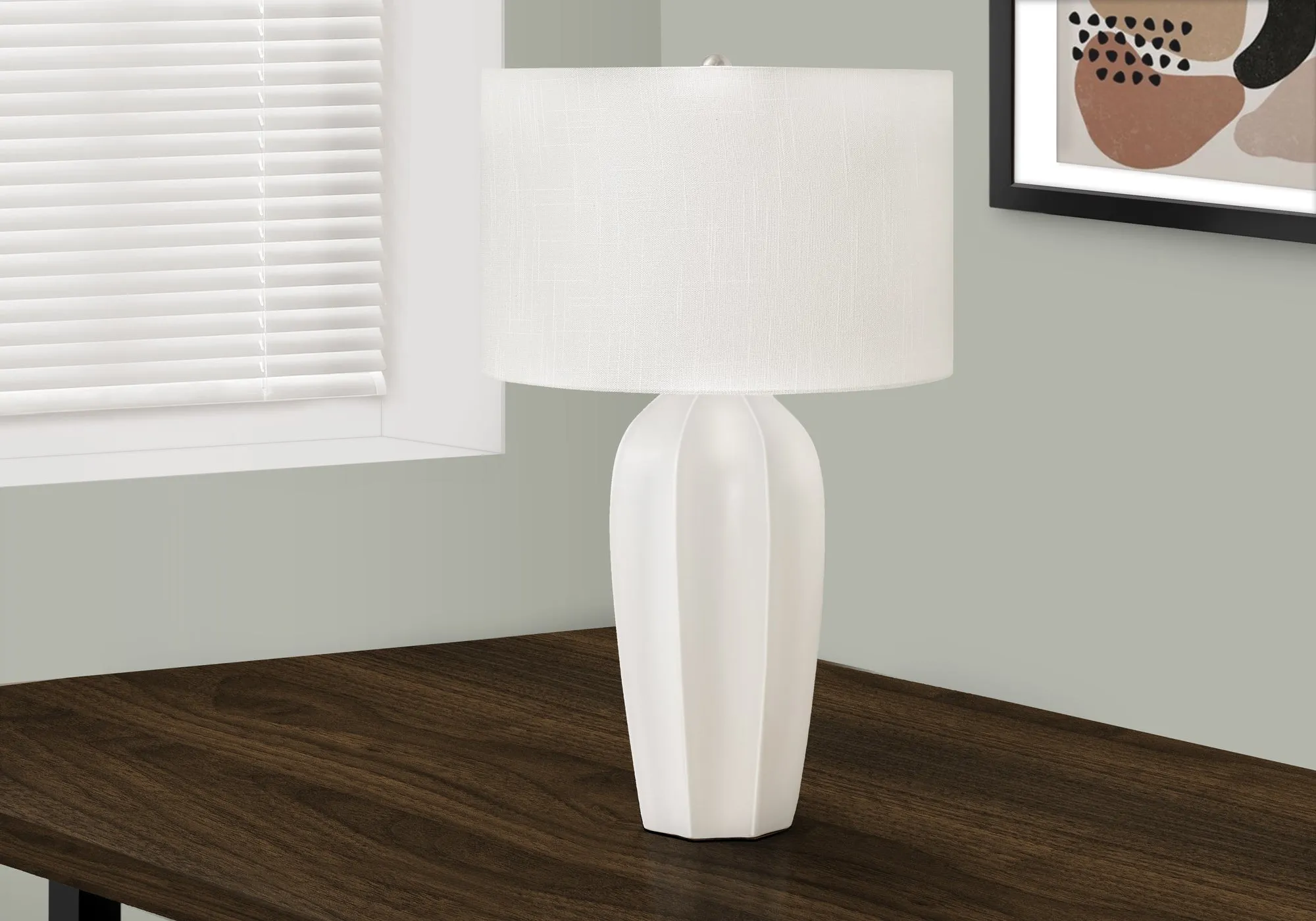 Ivory Glow: Modern Cream Ceramic Table Lamp, 27"H