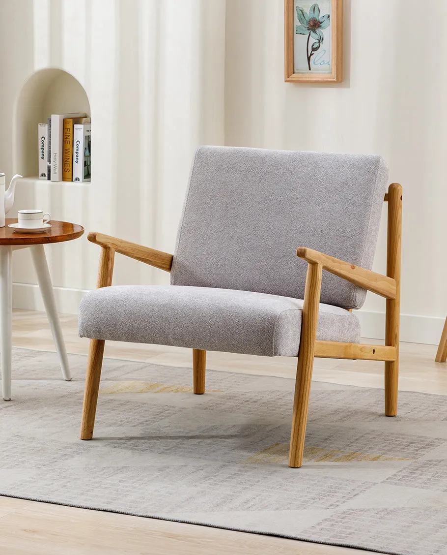 Juneau Fabric Wood Lounge Armchair