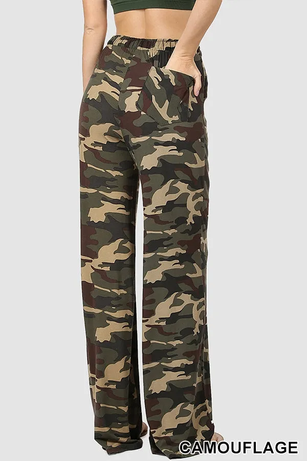 Laid back camouflage lounge pants with loose fit and drawstring waist