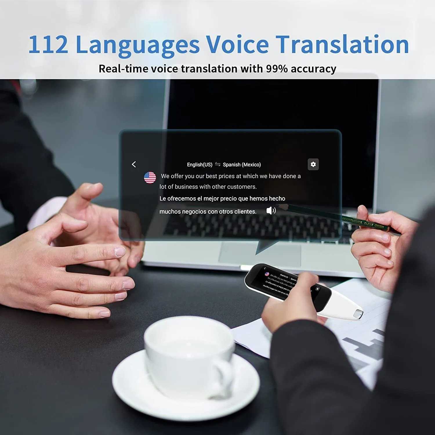 Language Translator Device, DOSMONO 112 Languages OCR Scanning Pen for Language Translation, Reading Pen for Dyslexia, Voice Translator Device, Text&Phonetic Multilingual Translation