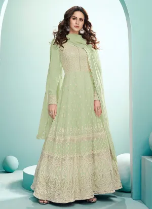 Light Green Georgette Chikankari Embroidered Anarkali