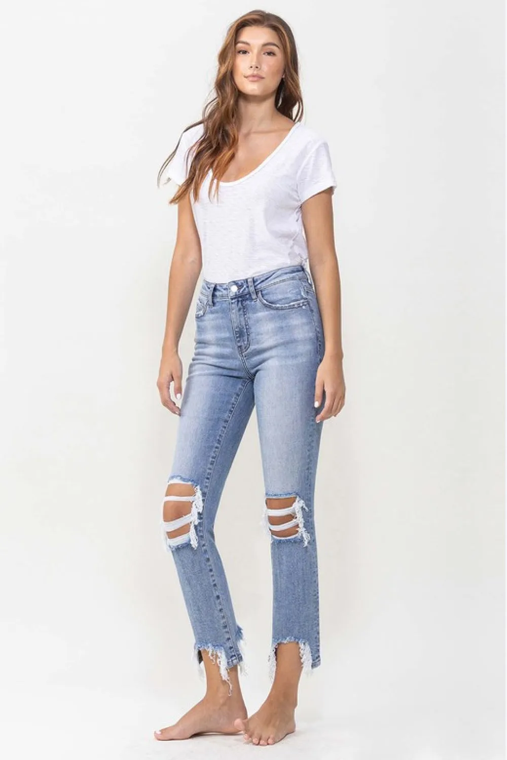 Lovervet Full Size Courtney Super High Rise Kick Flare Jeans - Ships from The US