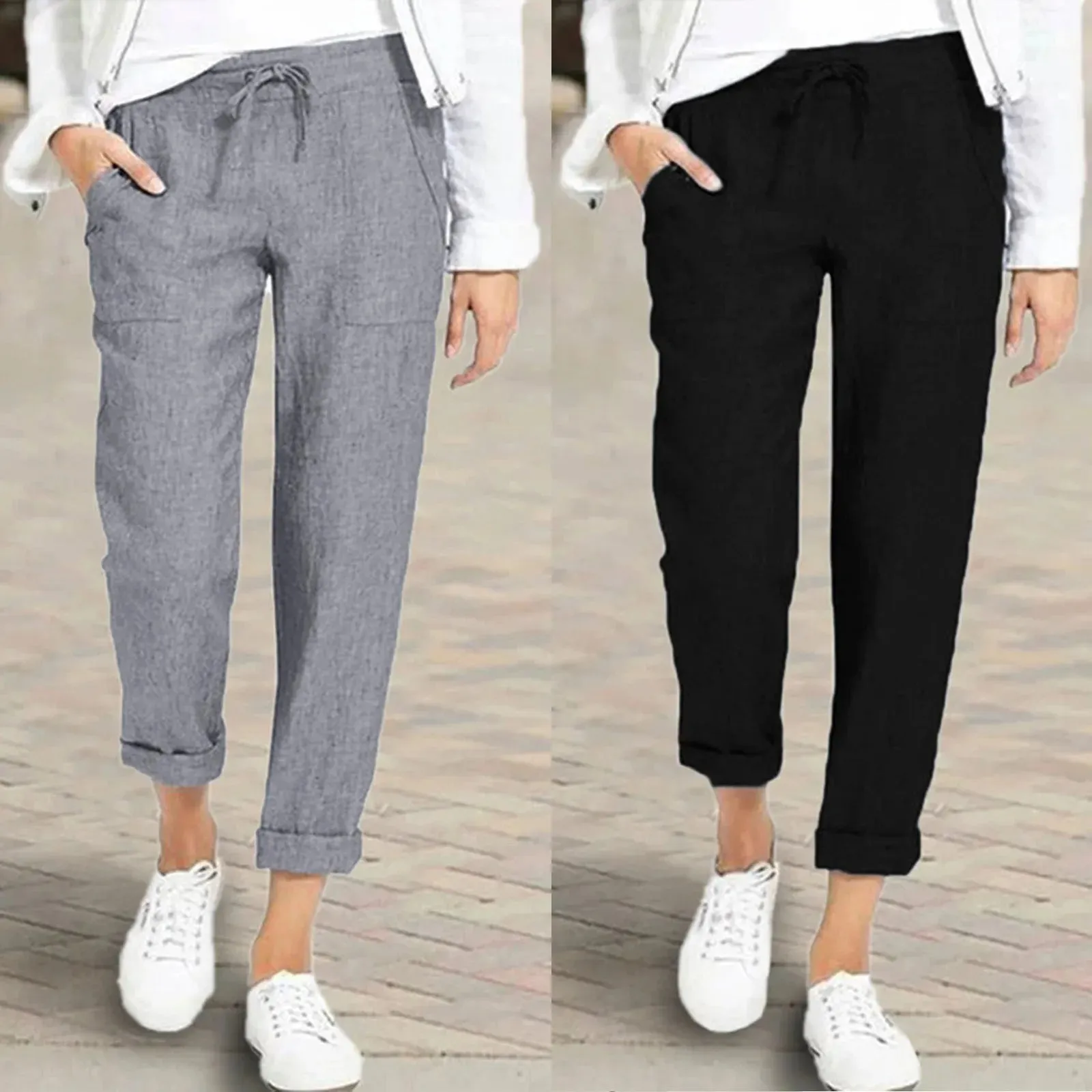 LVSANW 2024 Summer Autumn Women Thin Pants Black Pockets Loose Oversize Baggy Trousers Female Summer Casual Fashion Office Lady Bottom