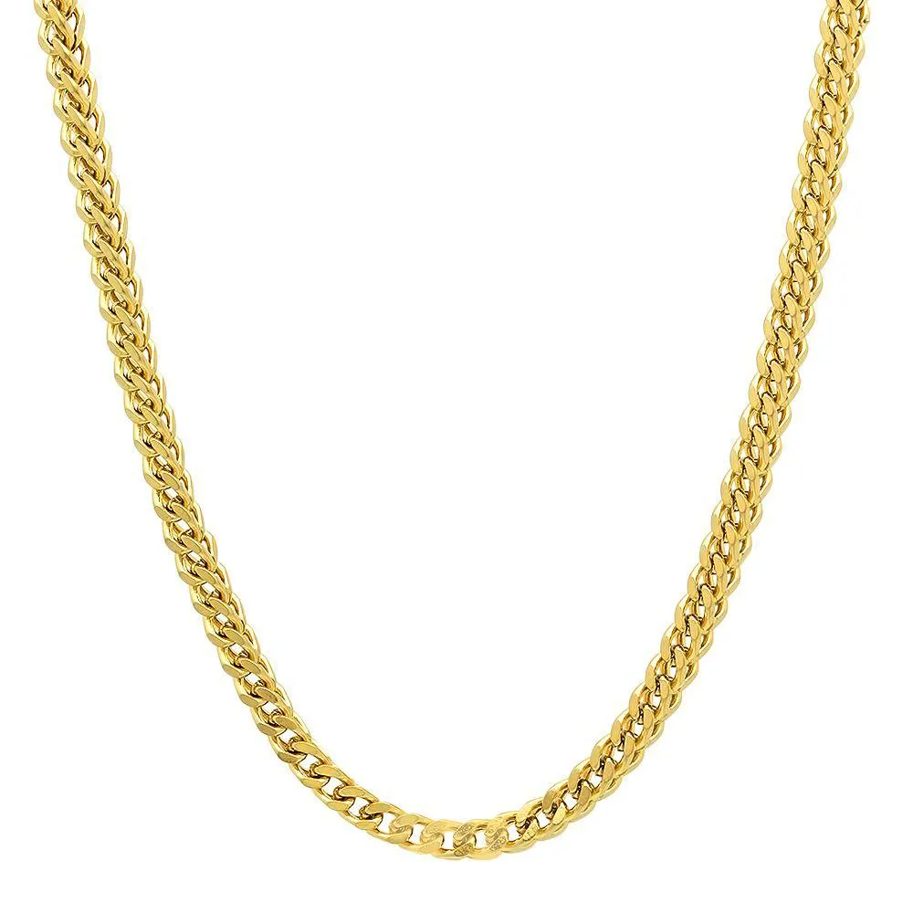 Men's Stainless Steel 18K Gold Plated Franco Link Chain