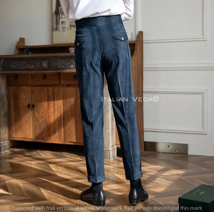 Navy Corduroy Signature Formal Gurkha Pants by ITALIAN VEGA®