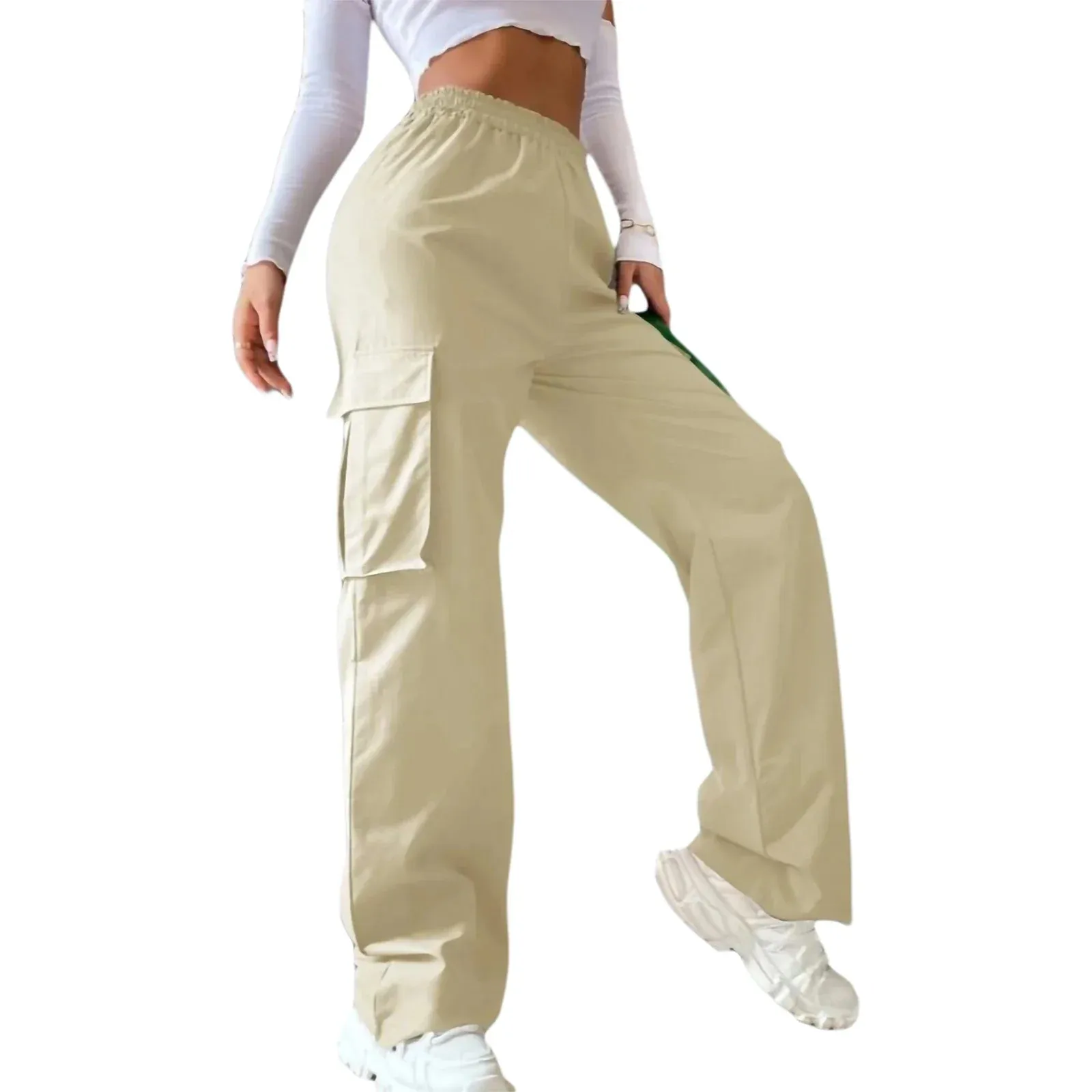 Plain Color Loose Fit High Rise Straight-Leg Baggy Casual Long Trousers - Comfortable and Stylish Casual Pants