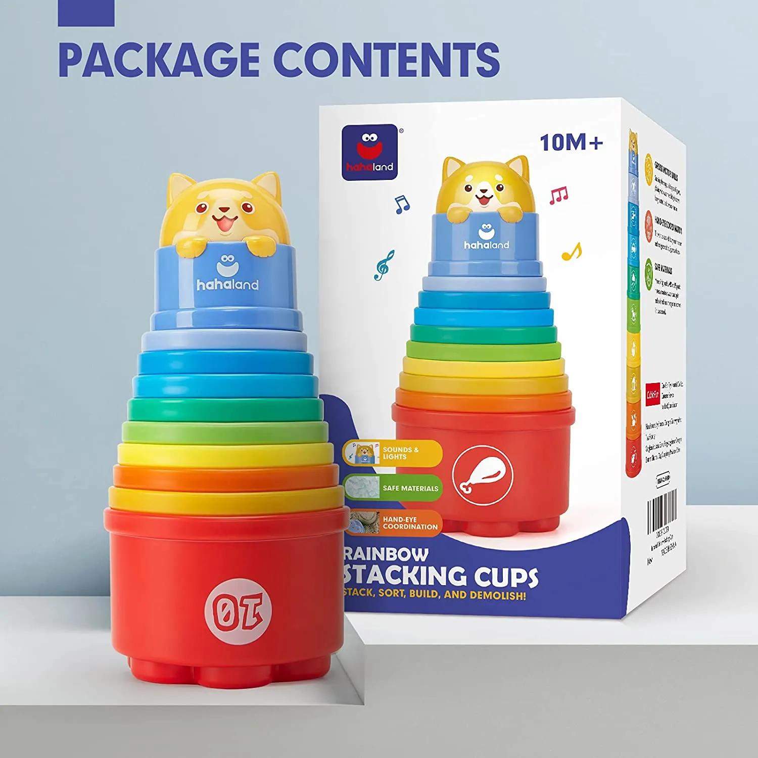 Rainbow Stacking Cups with Lights Sounds