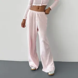 Street Casual Hole Knitted Trousers Fashionable, Comfortable Lazy Elastic Waist Loose Wide Leg Pants