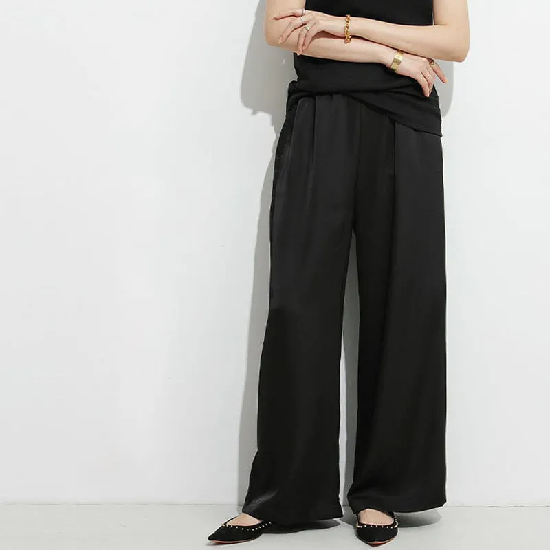 Summer Draped Casual Pants Women Small High Grade Lazy Solid Color Loose Trousers Wide Leg Pants