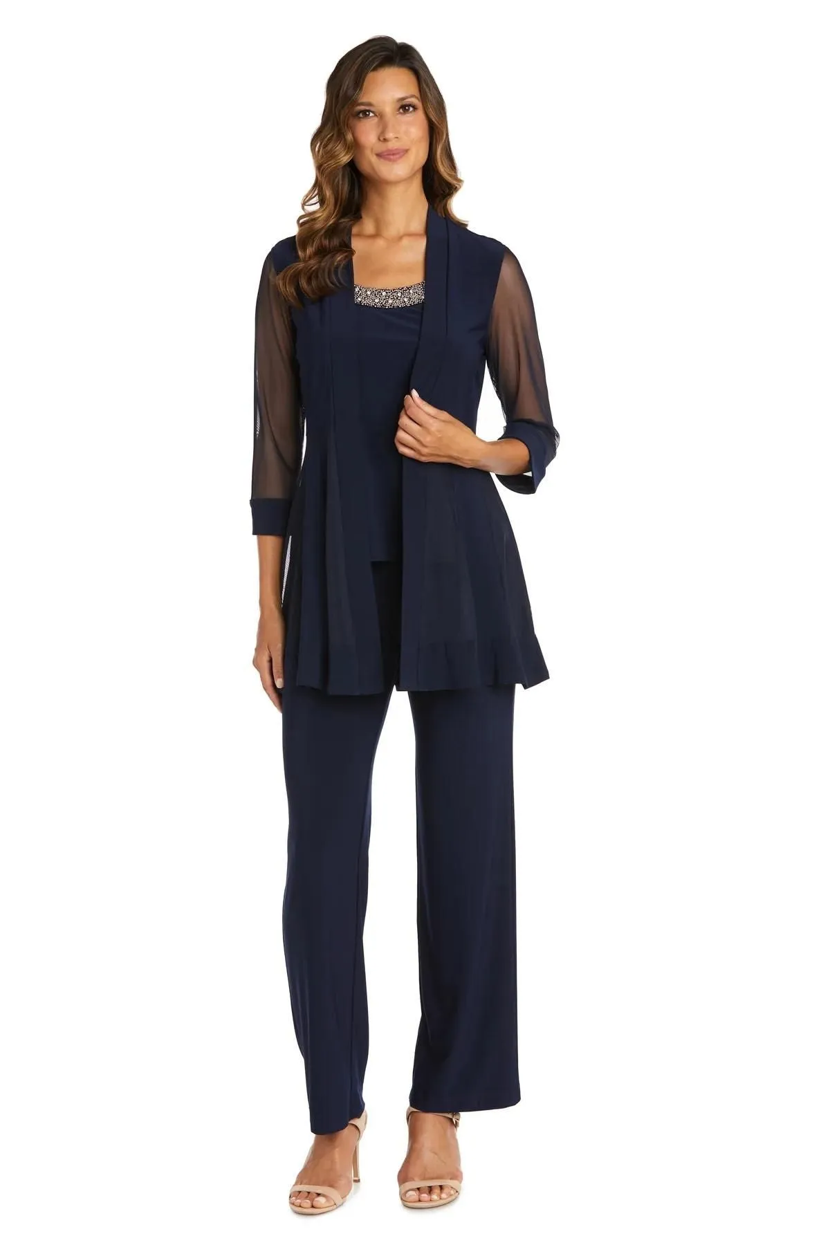 Women's Beaded neck 2 Piece Pant Suit - Mother of the bride Pantsuit