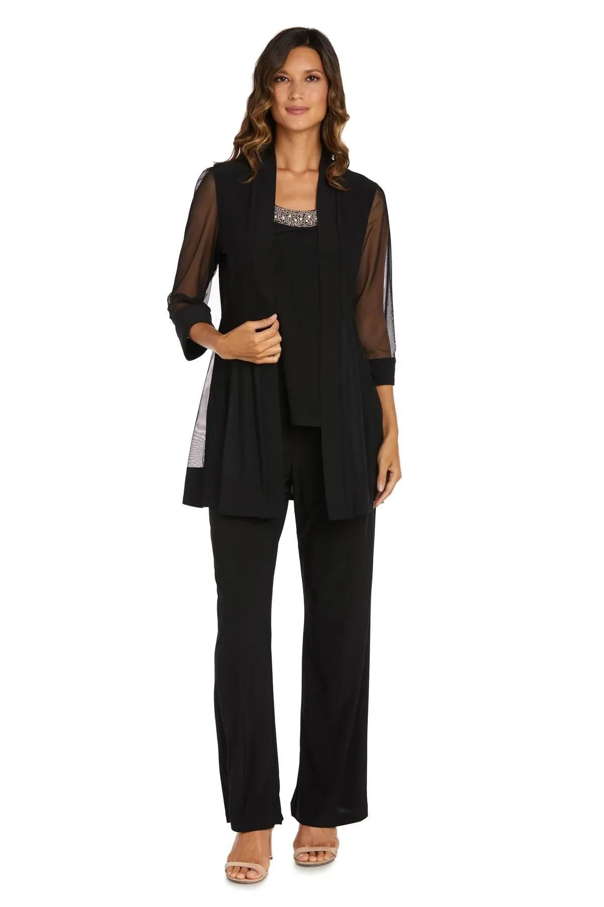 Women's Beaded neck 2 Piece Pant Suit - Mother of the bride Pantsuit