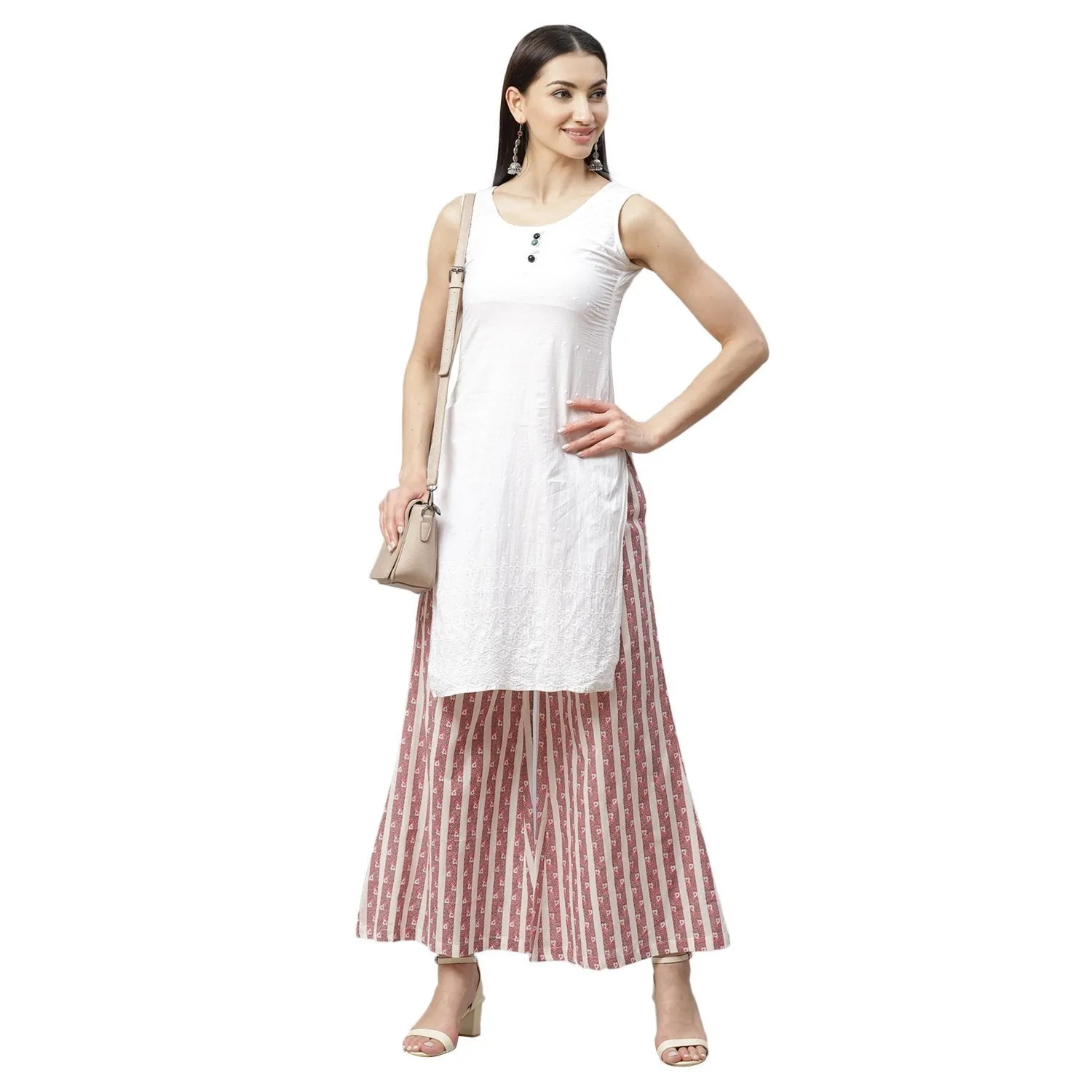 Women's Pink Casual Wear Cotton Palazzo Pants